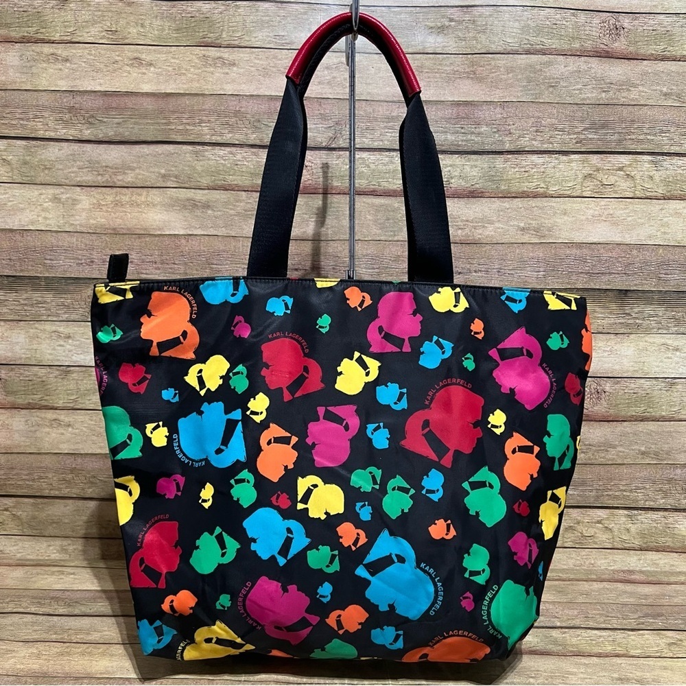 Karl Lagerfeld Amour Large Nylon Rainbow Logo Tote